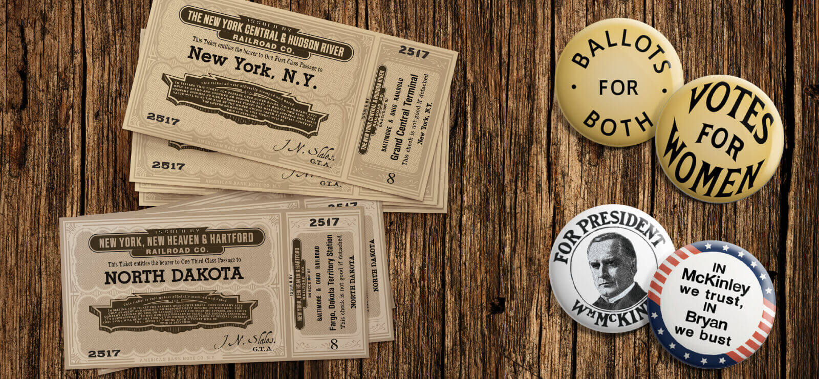 The Alienist - Train tickets and political pins